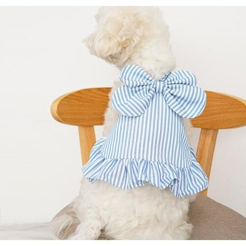Princess Dog Dresses New Bow Stripe Fashion Pets Clothes 4 Color for Corgi Teddy Pomeranian Puppy Cat Poodle Skirts Pets Costume
