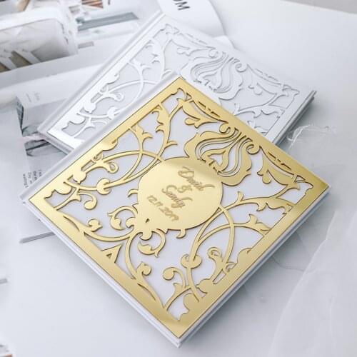 Custom Acrylic Mirror White Blank Guestbook Wedding Signature Guest Book Personalized Baptism Event & Party Decor Favors Gifts