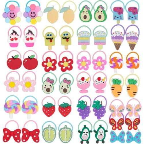 Candygirl 50PC New Animal Fruit Cute Ropes Children Baby Elastic Hair Rubber Bands Accessories Kids Girl Headband Small Tie Ring