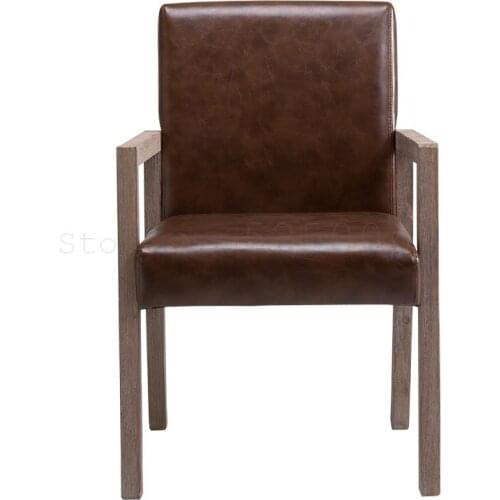 Simple retro old back solid wood handrail hotel restaurant dining chair coffee chair lounge chair