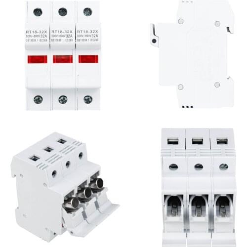 RT18-32X LCD LED Light Fuse Base Fuse Holder with Fuse 1P 2P 3P 4P