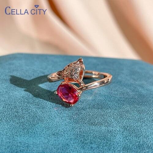 Cellacity Silver 925 Jewely Ring For Charm Lady With Ruby Gemstones Open Adjust Silver Fine Jewely Wedding Party Wholesale Gift