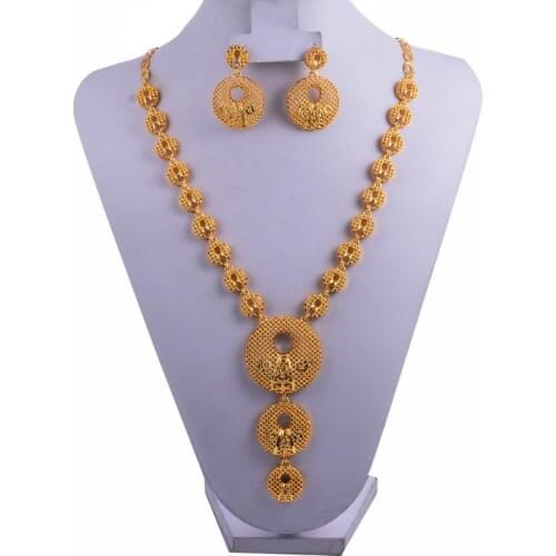 Dubai Gold Color Earrings/Necklaces/Jewelry sets for Women Gold Color African/Nigeria Jewellery Gifts Band Gift box