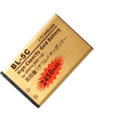 2450mAh BL-5C BL5C BL 5C Gold Replacement Battery For Nokia 2710 2730c 3100 3105 3109C 3110C 3120 3110 Evolve 3125 3208c ect