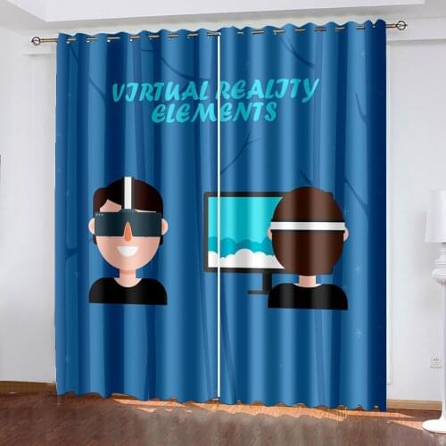 Modern European style living room bedroom game curtains 3D Curtain Printing Blockout Polyester Photo Drapes