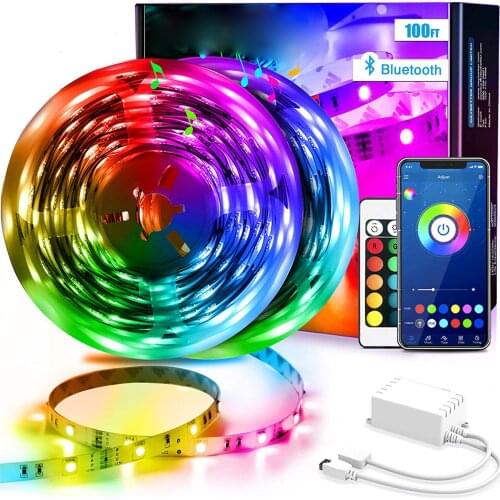Led Strip Lights 100ft (2 Rolls of 50ft) Smart Light Strips with App Control Remote Bedroom, Music Color Changing Lights Party