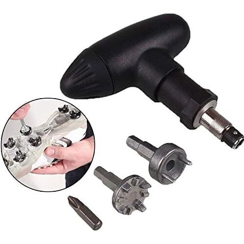 Ratchet Action Spike Wrench with Interchangeable 2-Pin, Extractor, and Phillips Head Bits