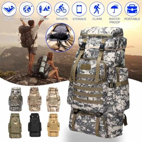 80L Waterproof Tactical Backpack Military Army Hiking Camping Backpack Travel Rucksack Outdoor Sports Climbing Bag