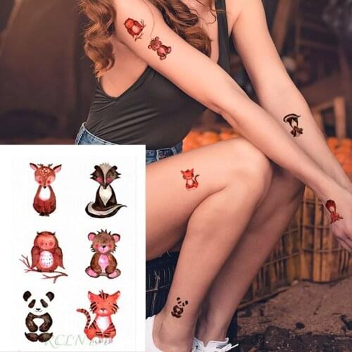 Waterproof Temporary Tattoo Stickers panda tiger owl deer fox bear animal Fake Tatto Flash Tatoo small tattoos for Women Men kid