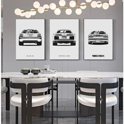 World Famous Cars Automotive Rear View Series Quality Canvas Painting Poster Living Bedroom Modern Art Home Wall Decor Picture