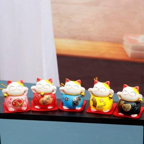 Wufu Linmen Little Lucky Cat Ceramic Ornaments Flower Ornaments Opening Gifts