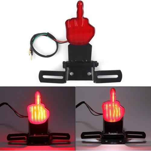 Motorcycle Middle Finger LED Tail Light Tail Brake Stop Light Moto Rear Lights Taillight