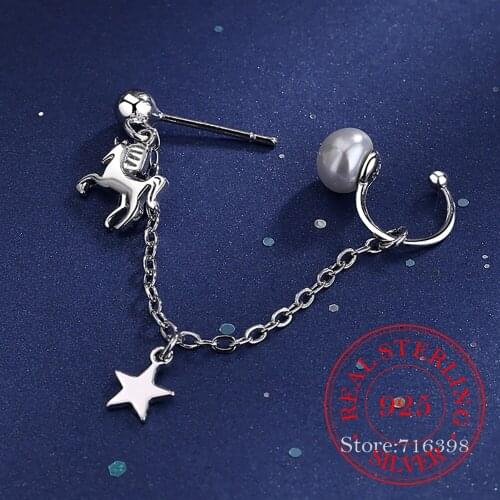 1 pcs Fashion Jewelry 925 Sterling Silver Star Unicorn Stud Earrings For Women Female Accesorios pendientes mujer moda eh1338