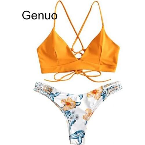 Swimsuit Women Bikinis Mujer WWomens Bikini Cut Flower Two Piece Swimsuit Pushups Swimwear Beachwear