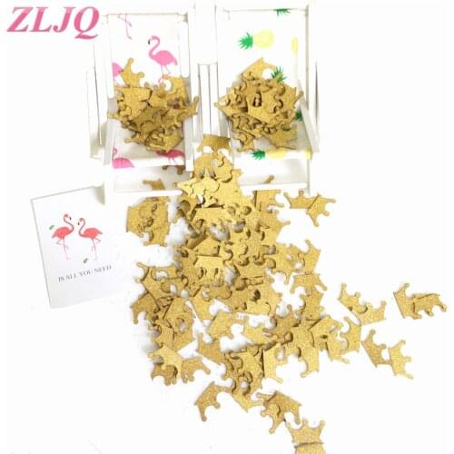 ZLJQ 200PCS Double Side Glitter Gold Silver Crown Confetti for Wedding Table Scatter 1st Birthday Baby Princess Party Ornaments
