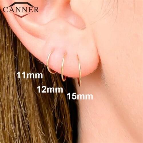 1 pair 925 Sterling Silver Hoop Earrings For Women Simple Mini Gold Silver color Hoop Earrings Ear Bone Buckle Circle Earrings