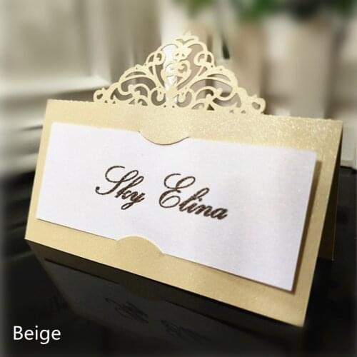 10Pcs Hollow Wedding Laser Cut Decor Table Cards 9x9cm Place Setting Name Card for Wine Glass Wedding Supplies 7Z-SH873-10