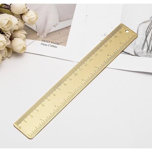 20CM Brass Straight Ruler School Kids Gift Set Measure Tools 12cm 15cm 18cm Metal Copper Ruler Kawaii Stationery Accessories