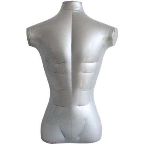 28.35'' Inflatable Male Mannequin Bust T-shirt Top Dummy Store Display Models Holder Silver