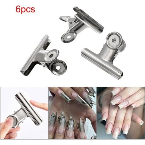 6 Pcs Stainless Steel Nail Pincher Clip C Curve Nail Art Pinching Tool Clip Stationery DL