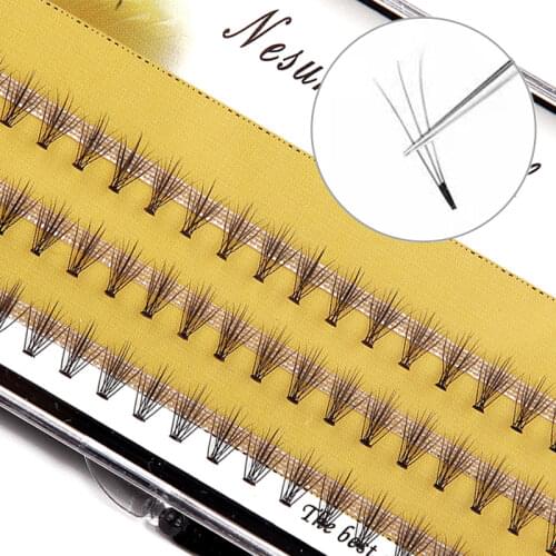 60 Bundle Individual 3D False Eyelashes 0.1mm Natural Long Cluster Volume Grafting Fake Eyelash Makeup Lash Extension Tools