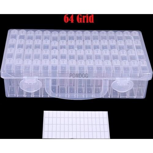 64Grids with funnel storage box diamond storage accessories box diamond painting cross stitch resin rhinestone beads container