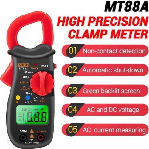 ANENG Clamp Meter Multimeter LCD Digital Universal Meter 1999 Counts Auto Range DC/AC Voltage Voltmeter 500A AC Current Ammeter