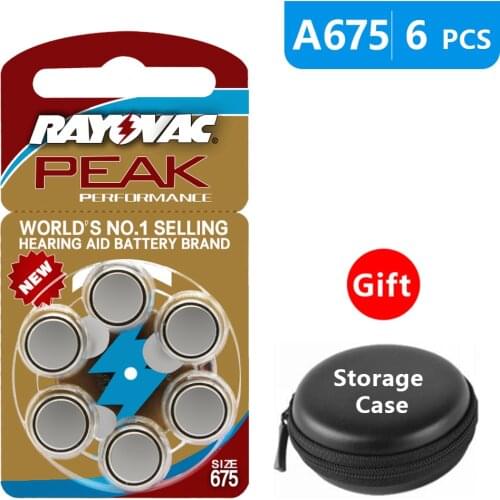 Hearing Aid Batteries Size 675 za Rayovac Peak Performance,Pack of 6,Blue Tab PR44 1.45V Type A675 Zinc Air Battery