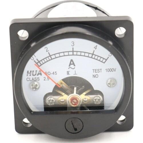 Free Shipping Ammeter SO-45 AC 0-5A Round Analog Panel Current Meter Class 2.5 Accuracy Black