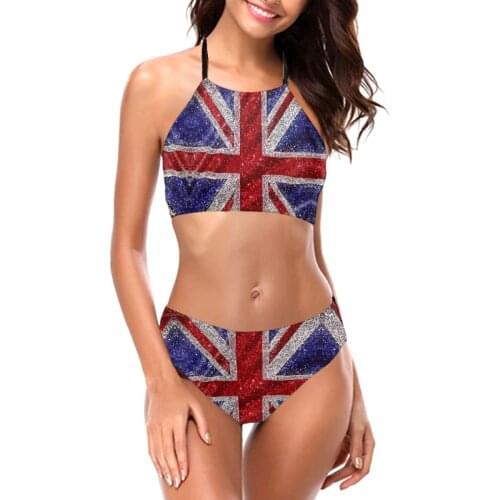 Bikinis Glitter Union Jack Flag UK Sequin Exotic 2021 Women Swimsuit Low Waist Swimwear R333 Women Beach wear