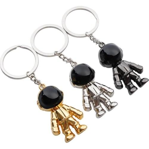 Astronaut Keychain Pendant Creative Space Robot Keyring Alloy Car Key Holder Charms Holiday Kids Gifts Black Gold Silver 10pcs