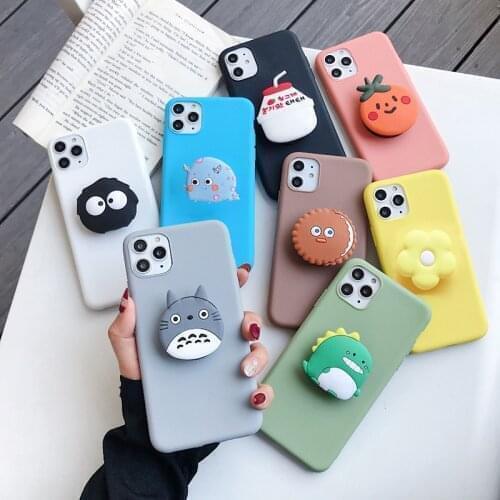 Cartoon Cat Phone Holder Case for Xiaomi Mi 11 Ultra 11i Note 10 Lite 9T Pro 8 SE 6X 5X Animals Stand TPU Back Cover