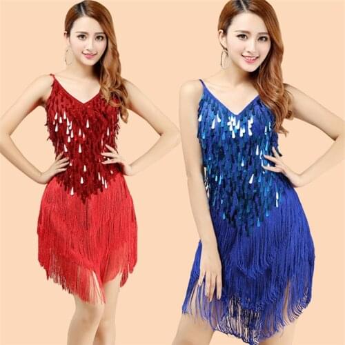 Ladies Latin Dance Dress 1920s Flapper Dresses Charleston Gatsby Party Costume Tassel Fringes Sequin Competition Salsa Jazz