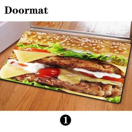 Welcome Doormat Slip Mats 3D Hamburger Pizza Carpet for Living Room Funny Home Decoration Kitchen Bedroom Skid Carpet Floor Mat
