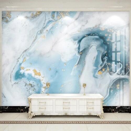 Custom Mural Wallpaper Modern Abstract Blue Gilt Marble Wall Papers Living Room TV Sofa Bedroom Art Background Wall Painting 3 D