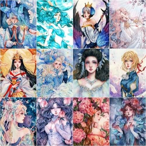 GATYZTORY Painting By Numbers flowers girl Kits Framed Diy Gift For Adults HandPainted Figure Paint By Number Home Decor Artwork