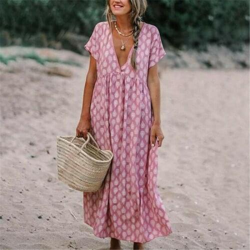 Hirigin Cotton Linen Dress For Womens Loose Kaftan Beach Long Sleeve 2020 Summer Striped Women Plus Size Long Maxi Boho Dresses