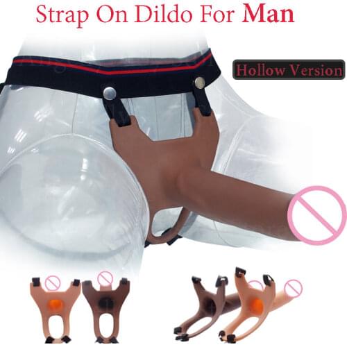 Sex Products DLX Realistic Strap on Dildo Silicone Hollow Dildo Strapon Harness Penis Enlarger Extender Sex Toys for Man Gay