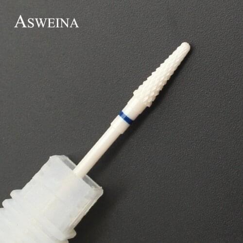 ASWEINA 1PC White Ceramic Drill Bit Manicure Machine Nail Electric Rotary Burr Polishing Tools Nail Milling Cutter Bit Accessory