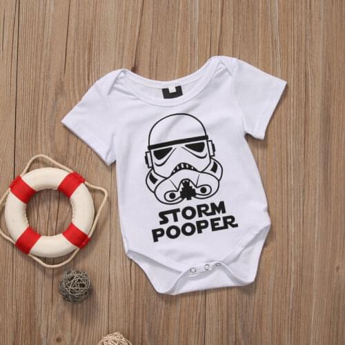 Newborn Star Wars Infant Baby Boy Short Sleeve Letter Printed Bodysuit Jumpsuit Clothes Outfits 0-18M