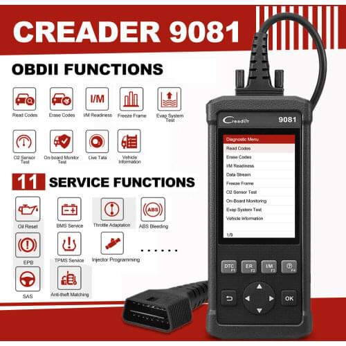 Launch CReader 9081 CR9081 DIY Auto Code Reader Full OBD2 Scanner Scan Tool Diagnostics Tool Oil BMS DPF TPMS Reset ABS Bleeding