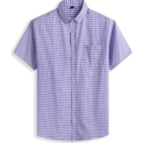 Mens plus size short shirt Fashion high quality 100% cotton comfortable plaid mens short sleeve shirt 2021Added in summer
