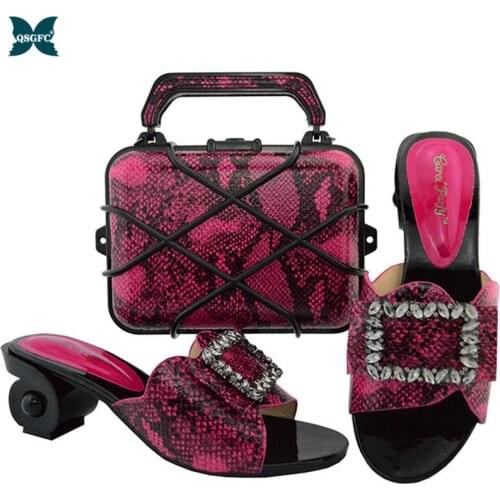 Autumn Latest Nigeria Purple Color Ladies Shoe and Bag In Women Set High Quality Italian design Match Shoe and Bag Set for Party