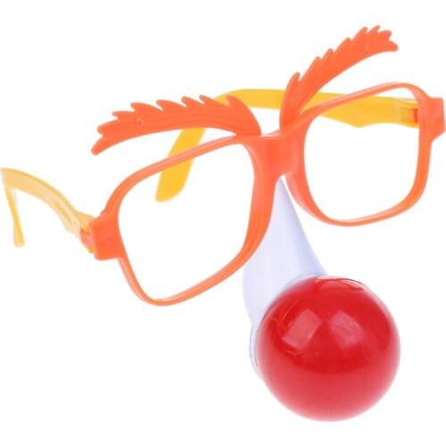 Clown Red Nose Glasses Eyewear Mask Costume Fancy Dress Novelty Gag Gift
