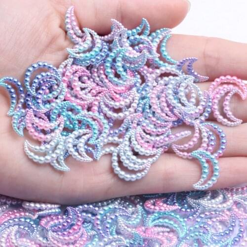 Moon Rainbow Imitation Pearl Art Resin Rhinestones 11x15mm 1000pcs Flatback DIY Crafts Jewelry Making Wedding Decoration