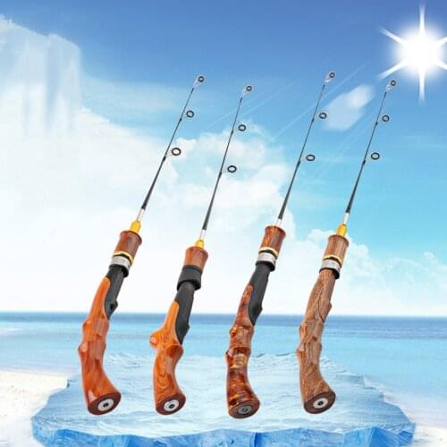Ice Fishing Rod Portable Carbon Wooden Handle River Shrimp Carp Fishing Pole Winter Fish Tackle Dropshipping Ultra Light Rod