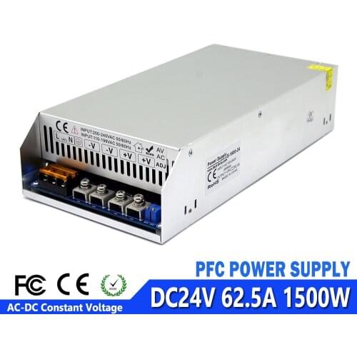 Regulator Power Supply Switching DC 24V 62.5A 1500W Driver Transformer 110V 220V AC To DC24V SMPS Module for LED CNC Print Motor