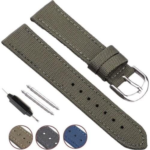 Canvas Nylon Watch Band Strap Blue Black Green 18 20 22 24mm Watchbands Men Women Fashion Replacement Bracelet Watch Accessories