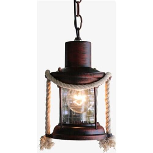 Retro And Nostalgic Hemp Rope Chandelier American Cafe Lamp Bar Light Iron Aisle Small Light Free Shipping
