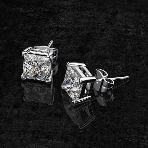 BOEYCJR 925 Silver 1.2ct 6*6mm F color Princess cut Moissanite VVS Fine Jewelry Diamond Stud Earring With certificate for Women